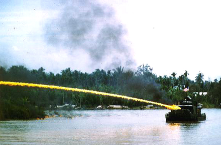 US riverboat using napalm in Vietnam