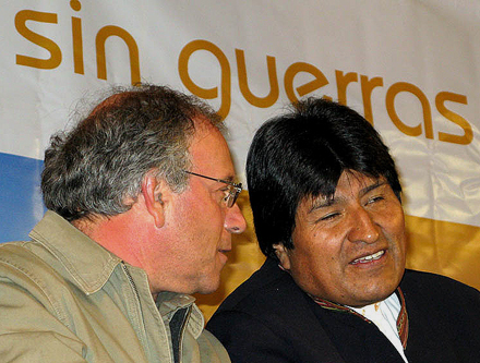 Evo Morales und chilenischer Linkspolitiker Tomás Hirsch