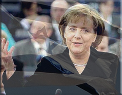 Merkel vor israelischer Flagge Daniel Maleck Lewy Sarah J Montage Christian Heinrici