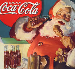 Santa Claus Weihnachtsmann Coca-Cola Reklame 50er