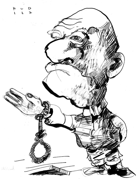 "Rechtsblind", Kostas Koufogiorgos „Minima Politika“, © 2008 Horlemann-Verlag Gewalt Minima Politika Kostas Koufougiorgos Horlemann-Verlag Minima Politika Kostas Koufougiorgos Horlemann-Verlag