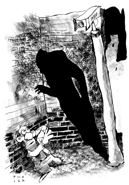 "Geplanter Anschlag", Kostas Koufogiorgos „Minima Politika“, © 2008 Horlemann-Verlag Gewalt Minima Politika Kostas Koufougiorgos Horlemann-Verlag Minima Politika Kostas Koufougiorgos Horlemann-Verlag