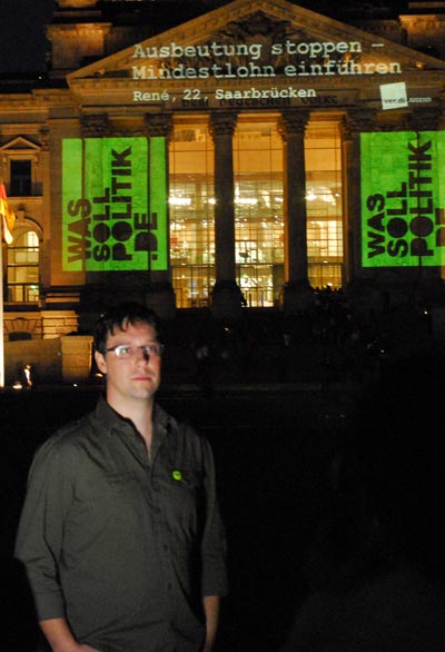 Bundesjugendsekretär Ringo Bischoff vor dem Reichstag