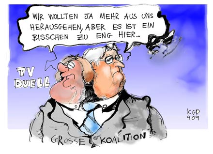 Kostarikatur vom 16.9.09 Wir wollten ja mehr aus uns heraugehen, aber es ist en bisschen zu eng hier