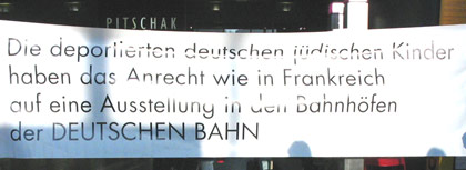 Die deportierten deutschen jüdischen Kinder haben das Anrecht wie in Frankreich auf eine Ausstellung in den Bahnhöfen der Deutschen Bahn