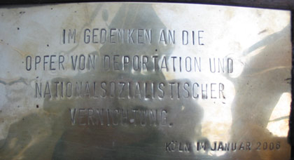 Im Gedenken an die Opfer von Deportation und nationalsozialistischer Vernichtung - Köln im Januar 2006