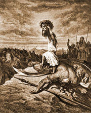 Hebräer David und Philister Goliath - nach dem Kampf