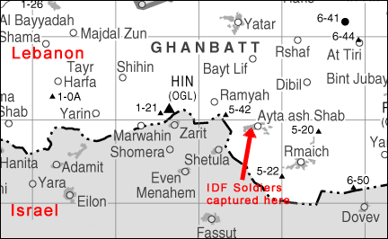 Grenzgebiet Israel/Libanon - Karte