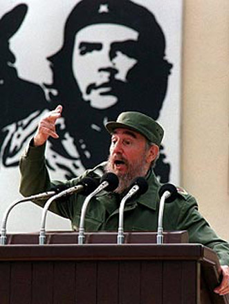 Fidel Castro bei einer Rede