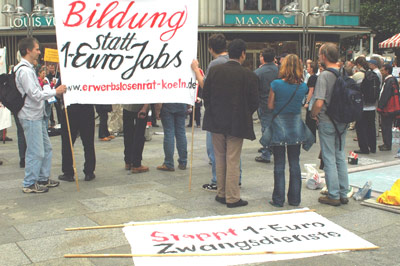 Protest gegen den Kahlschlag am Klner Dom